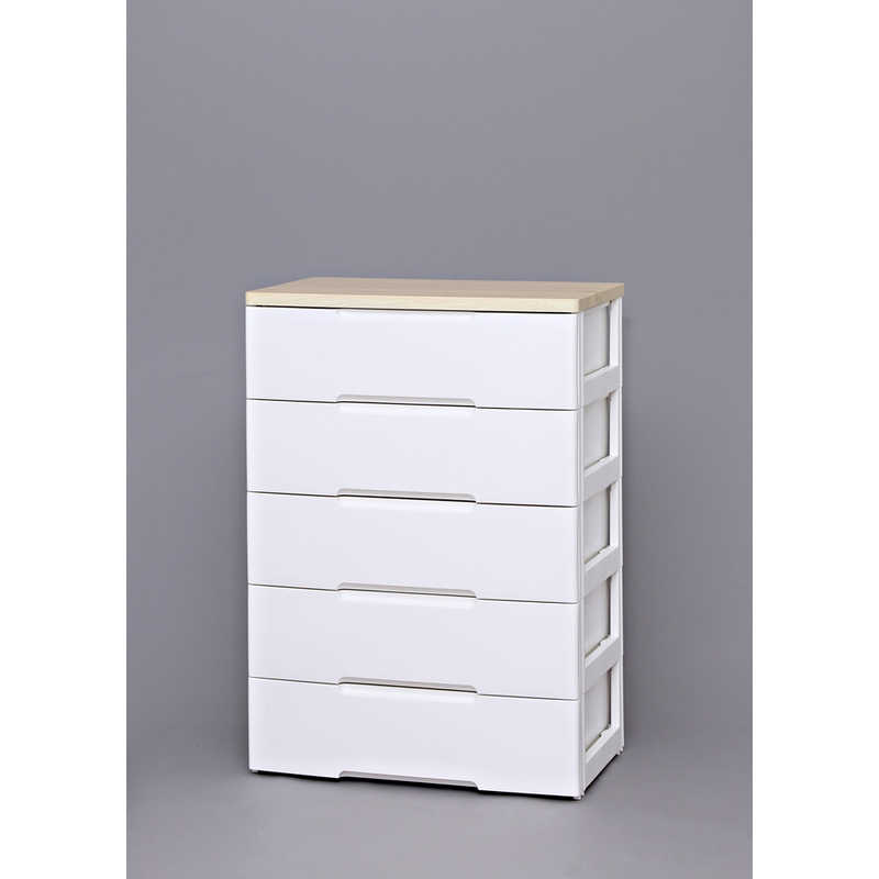 アイリスオーヤマ　IRIS OHYAMA　ウッドトップチェスト 5段 スーパーワイドタイプ(ホワイト&ナチュラル/約幅80.5×奥行51×高さ116cm)