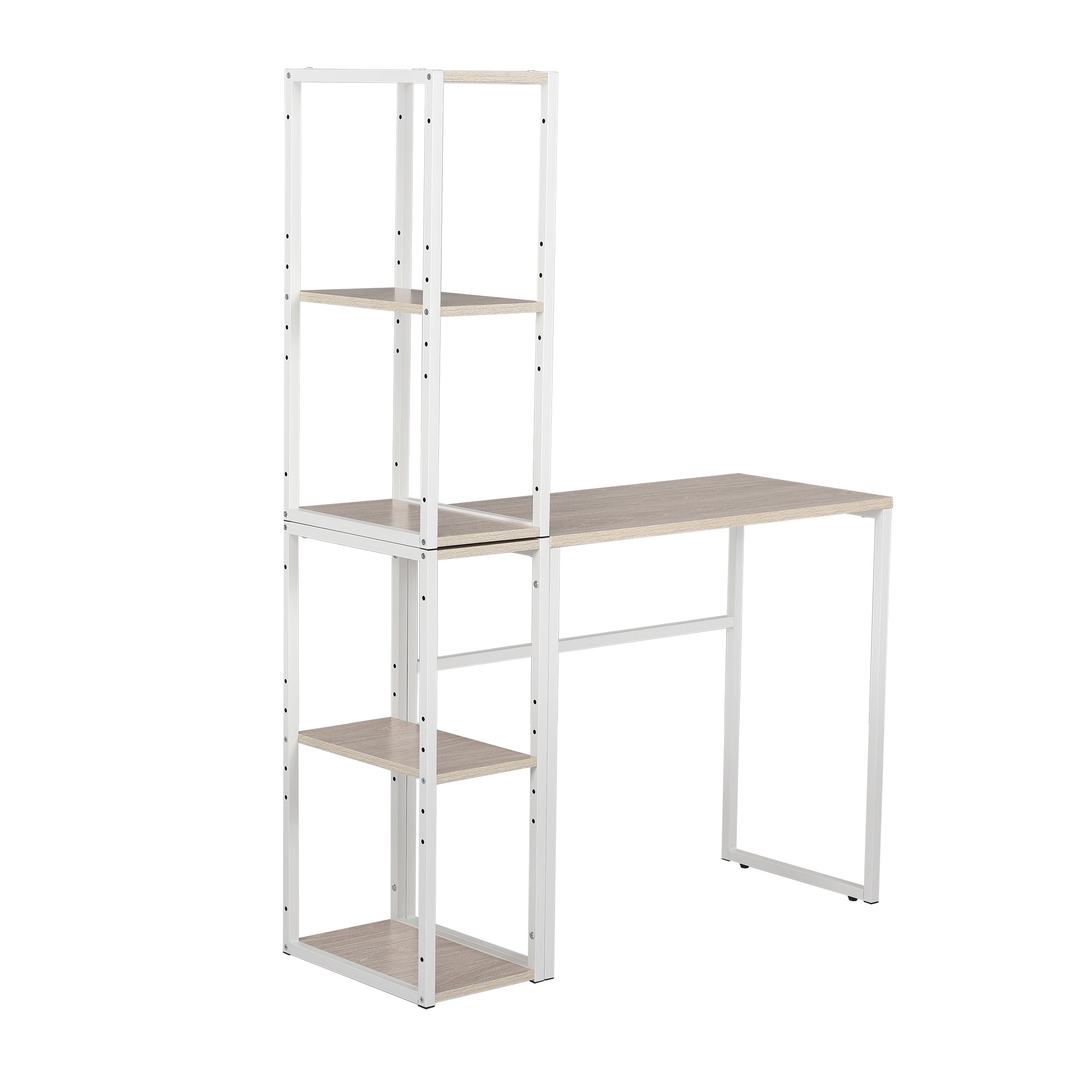 【国内出荷 - 3日配達】【新品登場】H型パソコンデスク 収納ラック2個付き オフィスデスク ラクラクに組み合わせ可能 木製 ミシン台 学習机 【ホワイト】 8,894円