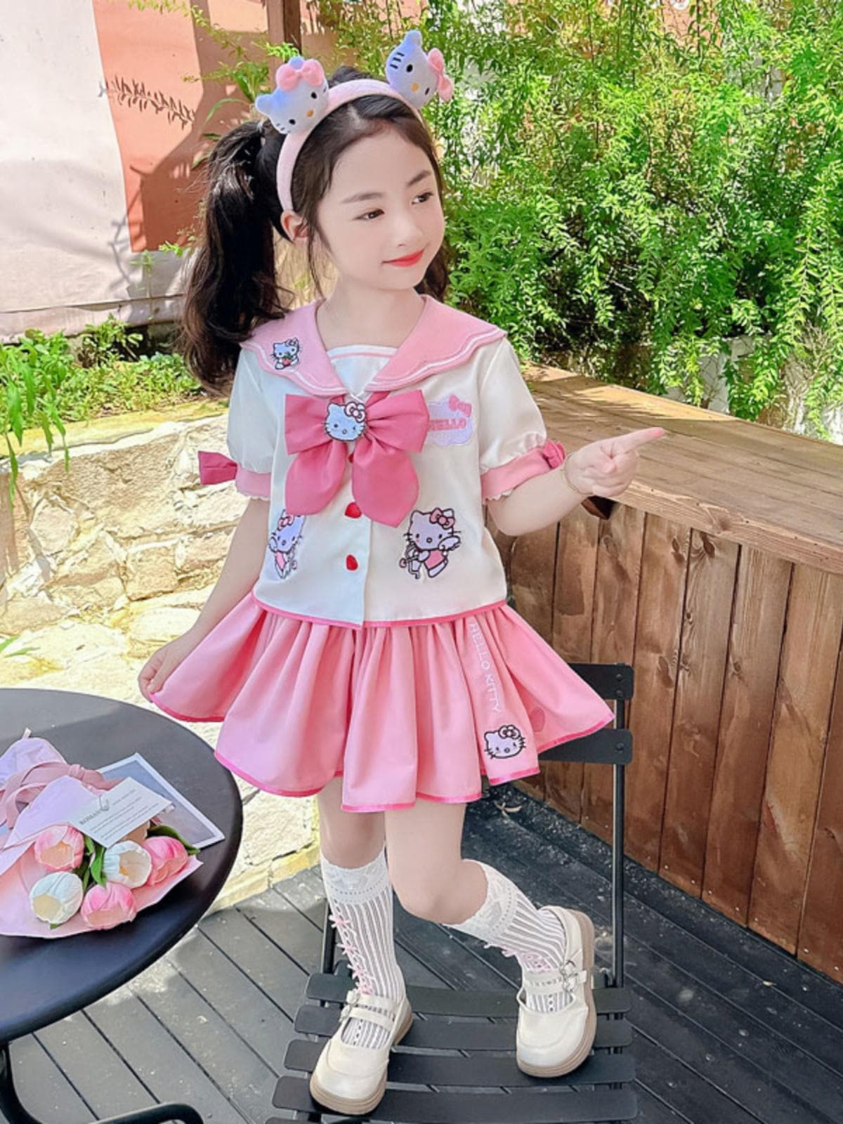 女の子の夏の学院風スーツ2024新型子供の洋風モダンな子供服赤ちゃんのスカート2点セット