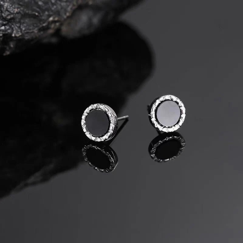 100psc【1198回買戻し】純銀ピアス男小衆insトレンド個性男タイプ黒ヒップホップポロ格好いいイヤリング耳飾り