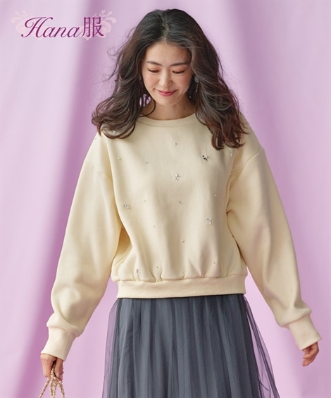Tシャツ・カットソー フロントビジュー付カットソートップス Ｈａｎａ服