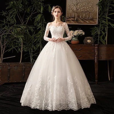 【2025新作】ドレス 欧米 エンパイアライン ロング 豪華 S-3XL ウエディングドレス ホワイト 花嫁 白 品質良い 7,342円