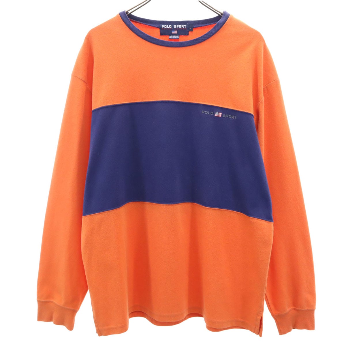 POLO SPORTS ポロスポーツ 90s オールド 長袖 トレーナー Ｌ オレンジ系 スウェット メンズ 古着