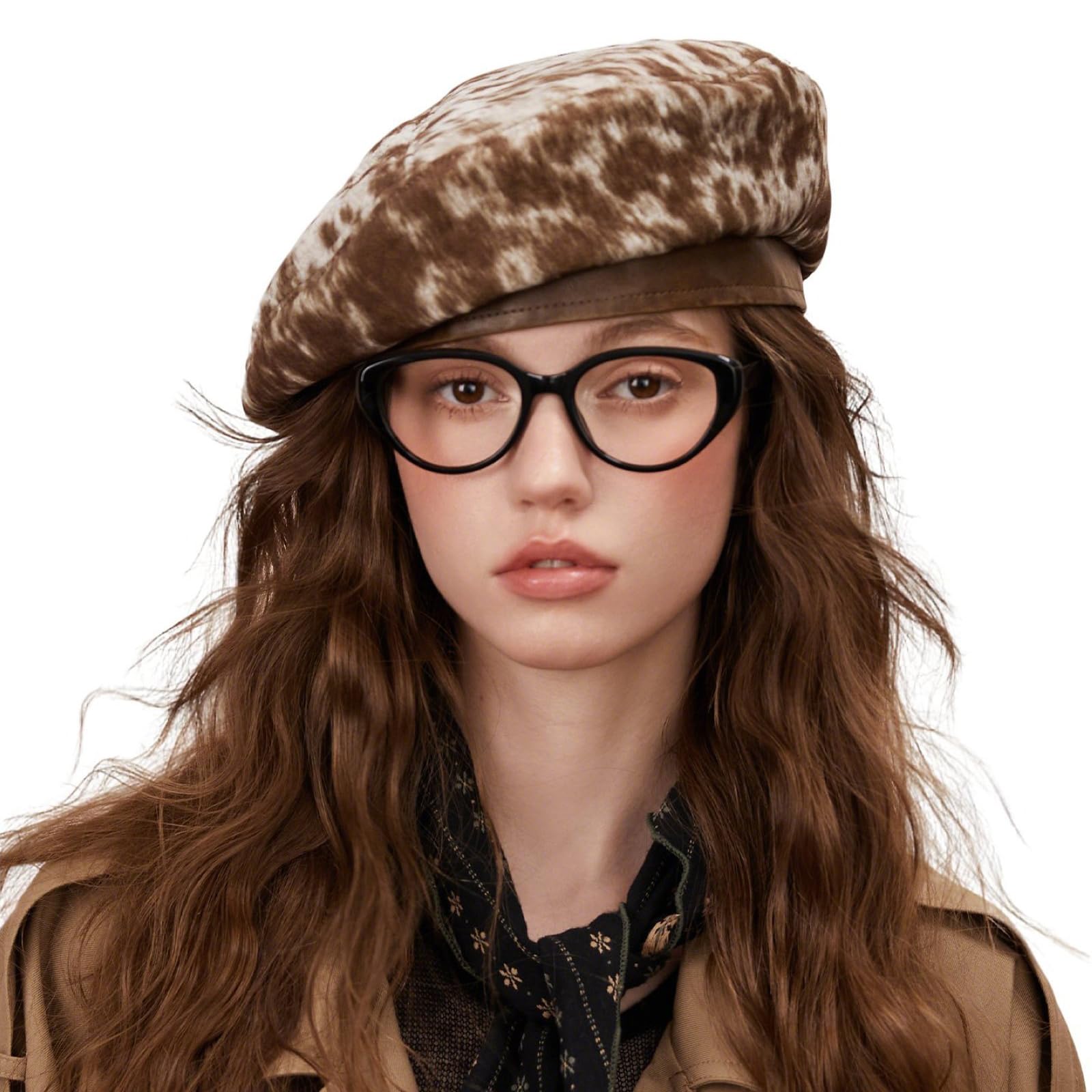 [GJHFCXSZ] レオパード柄ベレー帽 レディース トレンディーな八角帽 調節可能なドローストリング付き ストリートウェア ニュースボーイ ペインターキャップ