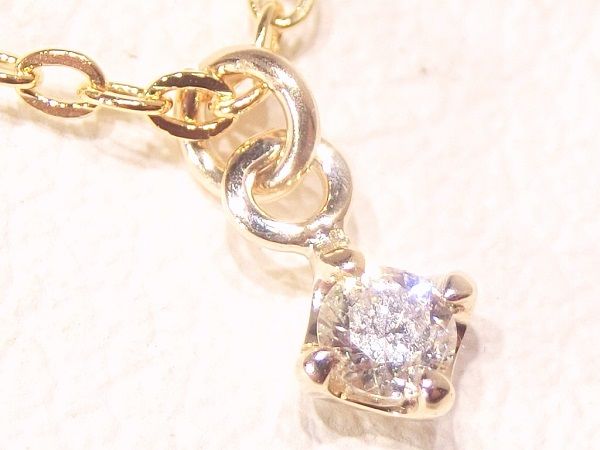 10金 一粒 天然 ダイヤモンド ネックレス 18K YG 10K YG ko35-4 プ
