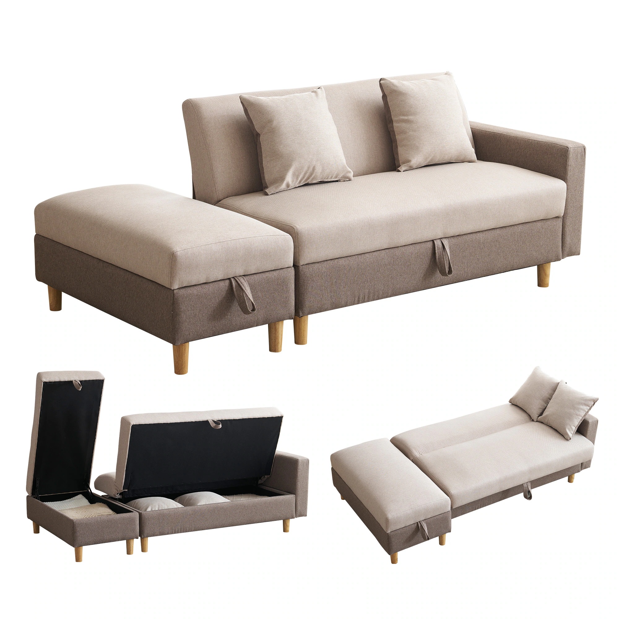 377ソファカチン ソファー ソファーベッド 3P 3人掛けソファ 5waysアレンジ 肘掛け 収納付き オートマン付き 取付可能な脚