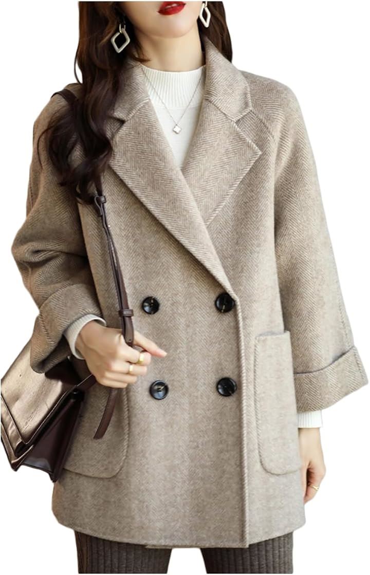 チェスターコート レディース 冬 秋冬 アウター ロング デザイン レディースアウター秋冬 レディースアウター冬 ボタン 暖かい フードなし 無地 長袖 可愛い 襟(ベージュ, L)