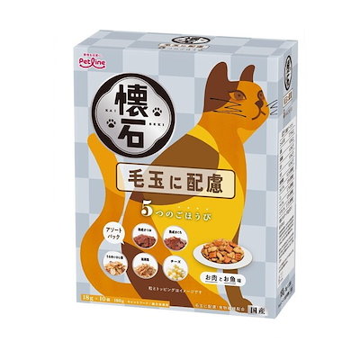 他サイト： キャットフード　懐石　５つのごほうび　毛玉に配慮　１８０ｇ（１８ｇX１０袋）　猫フード　国産　ＣＲＣ35―15―72―60―00の商品画像