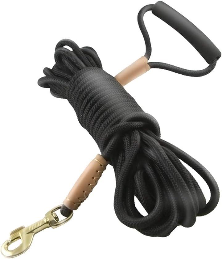 ロングリード 大型犬 中型犬 絡まりにくい 長い 犬用散歩リード 丈夫 耐久性( ブラック, 20m)