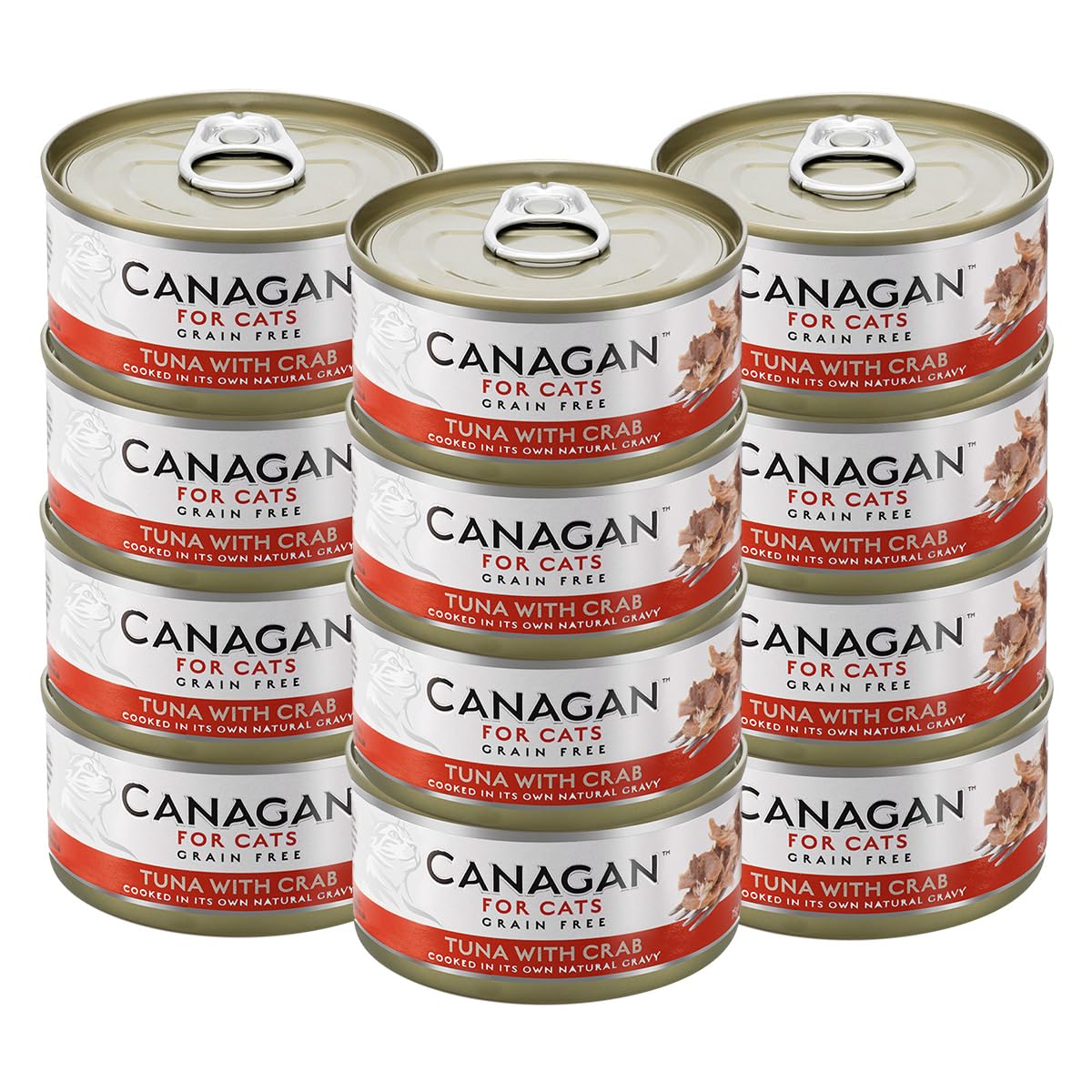 カナガン キャットフード マグロ＆カニ 缶詰 (75g×12缶) ウェットフード [まとめ買い] 全猫種・全年齢 対応 ウェットタイプ 【着色料・香料不使用 グレインフリー】 CANAGAN 12CN