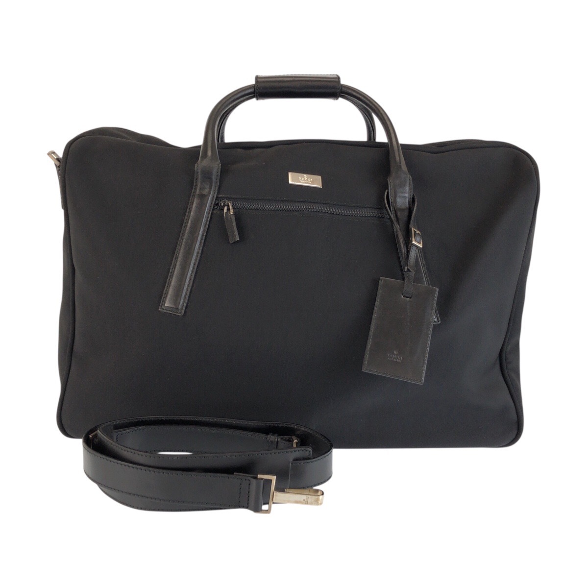 美品 ブラック 黒 シルバー金具 キャンバス/レザー 012 0398 12 ボストンバッグ 男女兼用 ショルダーバッグ 2WAY メンズ 601735