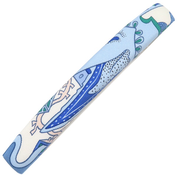 エルメス バレッタ エクリプス GM シルク メタル ブルーXマルチカラー シルバー金具 【LA FOLLE PARADE /ラ フォル パラード】ヘアアクセサリー 【中古】