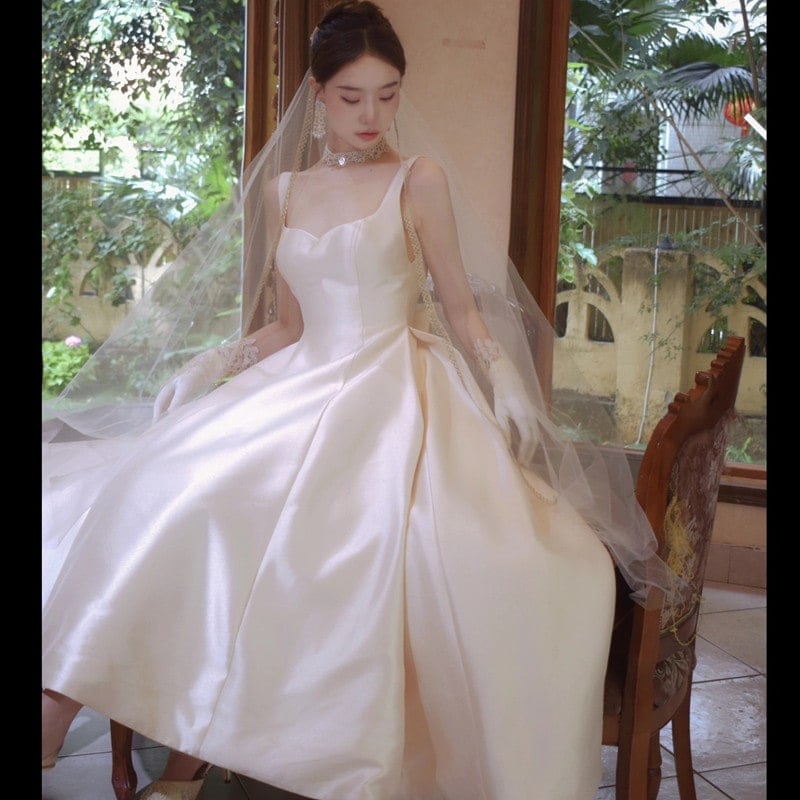 2025夏 ウェディング ロングドレス 結婚式パーティードレス ウェディングドレス ドレスワンピース レディース 前撮り 韓国ファッション