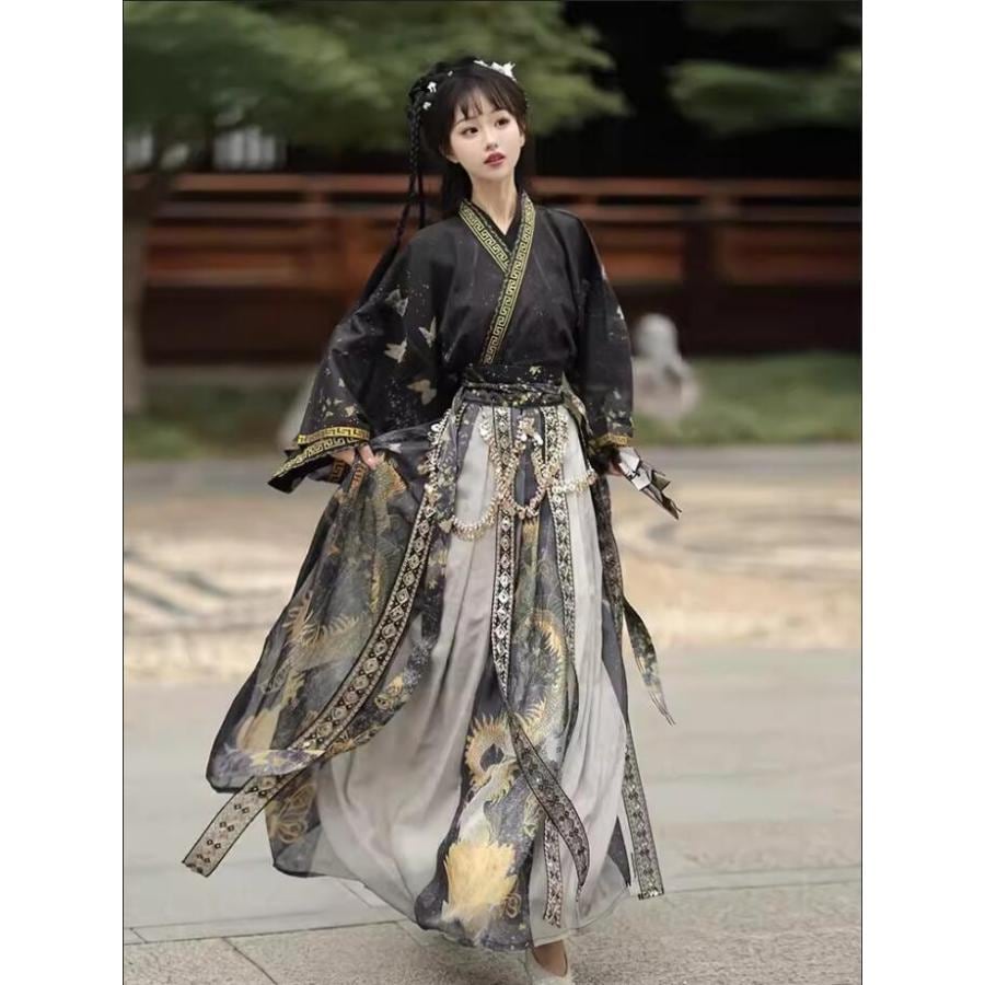 短納期 数量限定 漢服 魏晋時代コスプレ衣装 龍 蝶柄プリント レディース コスチューム 時代劇 華流舞台衣裳 ステージ衣裳 ハロウィン衣装 チャイナ服 中国古代服装 変装 仮事前に購入すればお得に