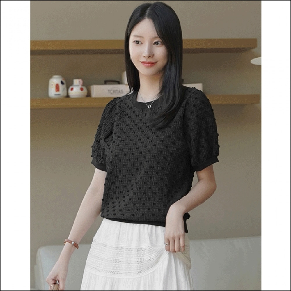 Click & Funny ミゼット柄リンクルブラウス T シャツ