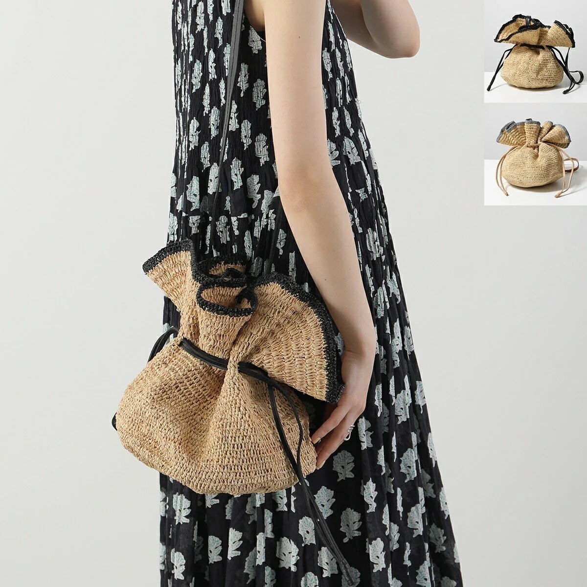 MADE IN MADA メイドインマダ かごバッグ ANDRY S BAG アンドリー レディース ショルダーバッグ フリル ラフィアストロー 鞄 カラー2色 【mega】