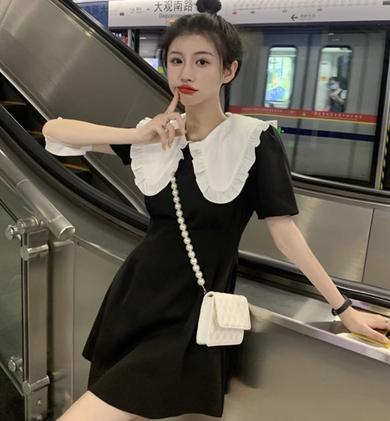 ワンピース デート モテアイテム フレアワンピース 襟付き レース コットン 大人可愛い きれいめ 上品 おしゃれ かっこいい 大人可愛い ラブリー キュート ガーリー クール モード系 セクシー