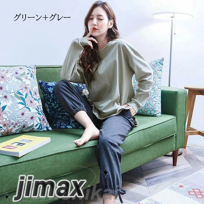 パジャマ ルームウェア レディース 秋冬 長袖 パジャマ 綿100％ルームウェア 無地 ロングパンツ上下セット 可愛いパジャマ 女性 部屋着 カジュアル 大きいサイズ 快適 外出 韓国風