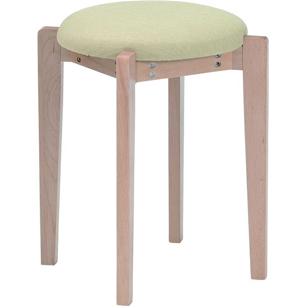 スタッキング スツール (ナチュラル×ベージュ) 幅40.5×奥行40.5×高さ46.5cm 円形 ファブリック 木製 完成品 (リビング)