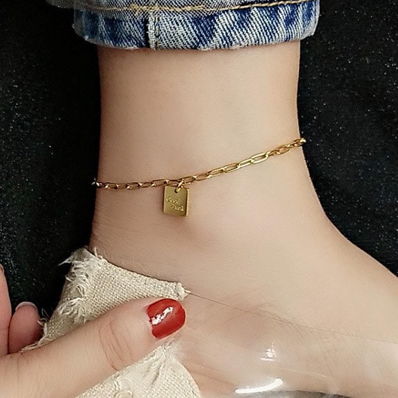 グッドラックチャームクサリチェーンステンレスアンクレット 1個 ゴールド シルバー ピンクゴールド 金色 銀色 レディース メンズ 足 足首 ペア ブレスレット 揺れる sta00-00003xx