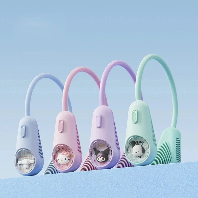 ネックファン 首掛け扇風機 携帯扇風機 3段階風量調節 ハンディファン キャラクター マカロン ハンディーファン 首かけ扇風機 熱中症対策 大風量