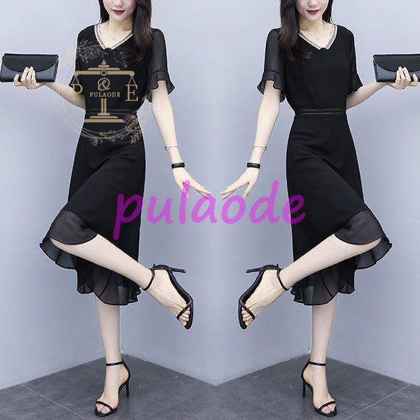 ワンピース レディース 40代 きれいめ 夏 膝丈ワンピース 半袖 Vネック シフォン 大きいサイズ パーティードレス おしゃれ 可愛い 通勤 OL 上品 着痩せ 新品