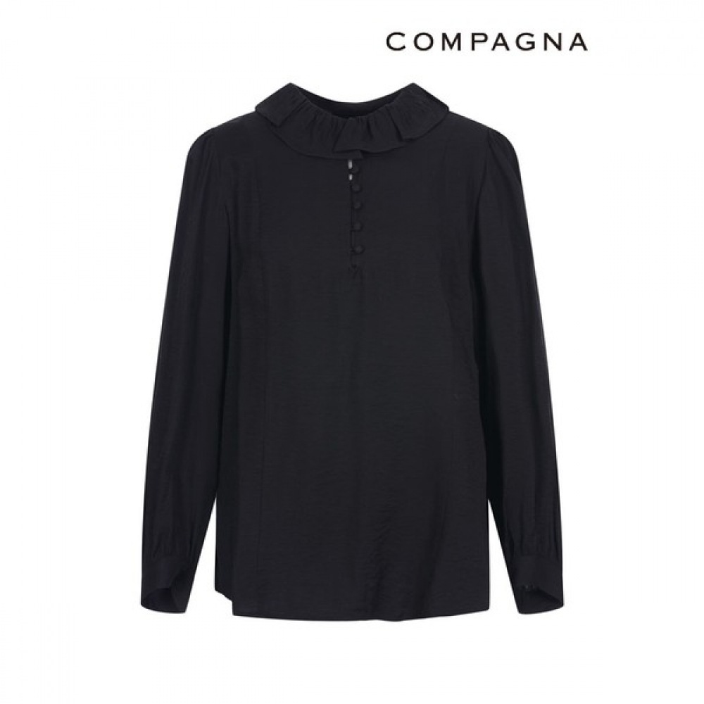 [カンパニア] ビーンボタンフリルネックブラウス_CACS2-WRB120
