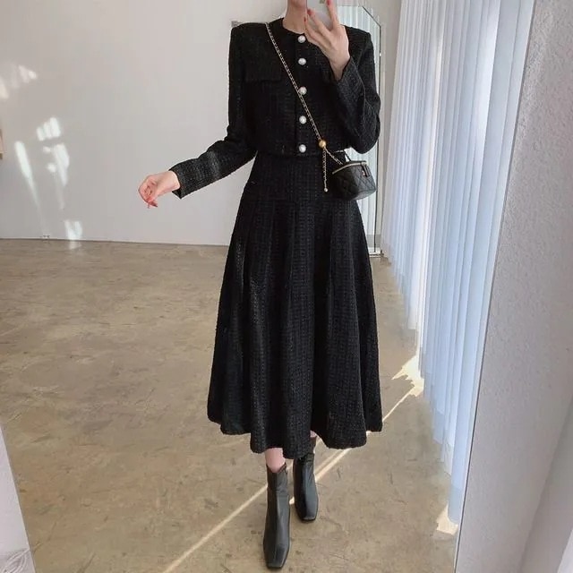 2color レディース スカート フレアスカート ボリュームスカート ツイード ハイウエスト