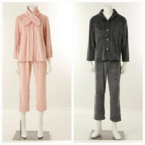 柔らかくふっくらとしたマイクロファイバージャカード無地カップルパジャマVPA4585M