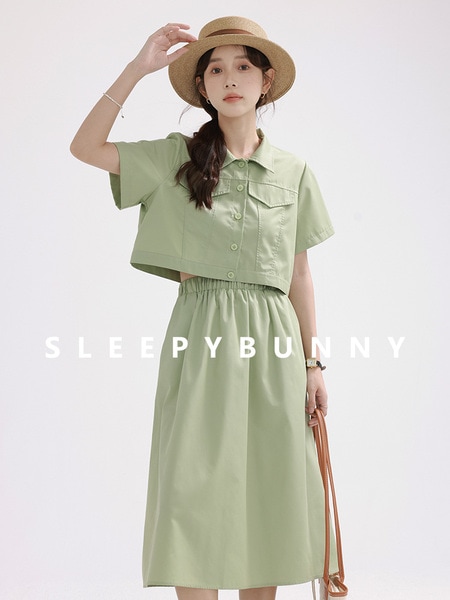 Sleepy Rabbit 新緑 半袖シャツ カジュアル ワークウェア