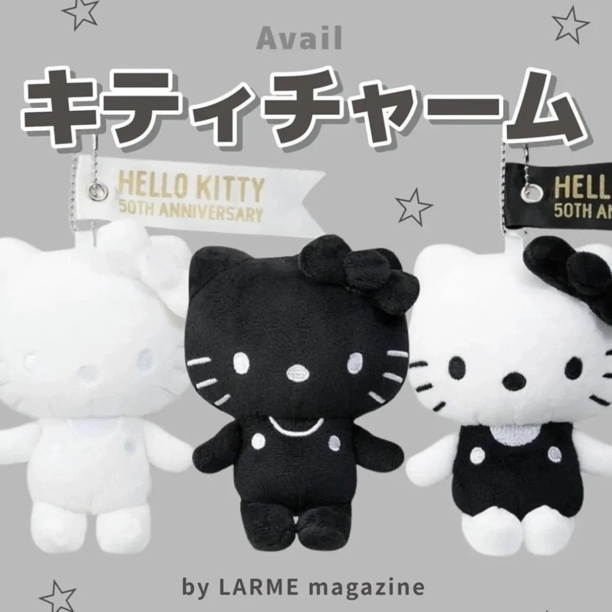 新しい 50周年数ハローキティペンダントサンリオモノクローム皮ハローキティぬいぐるみ可爱い饰りプレゼント