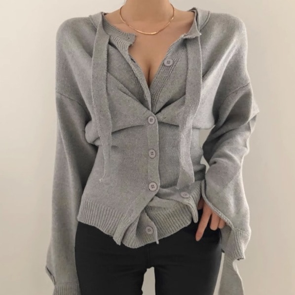 デザイン トップス カーディガン 個性的 長袖 デザイン ボタン 美ライン ニュアンス ニット カラバリ リメイク風 エディター かわいい 大人可愛い きれいめ シンプル カジュアル 大人 上品