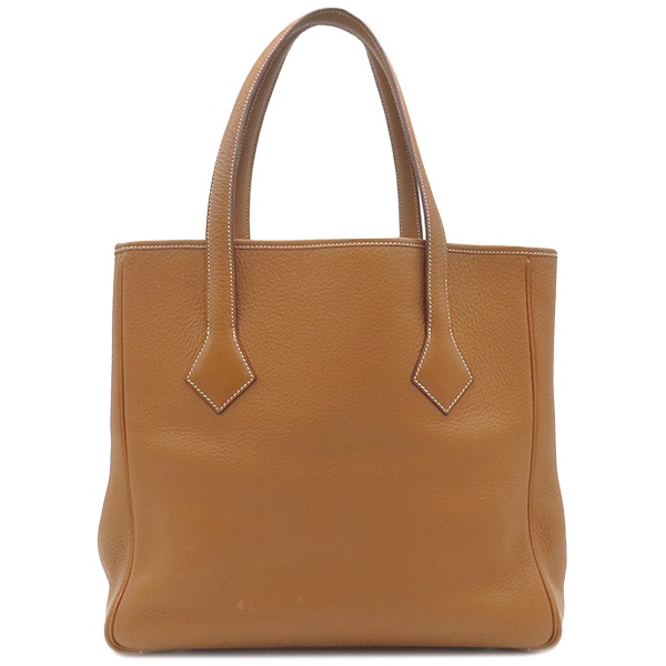 エルメス HERMES トートバッグ ヴィクトリアカバス32 トリヨンクレマンス ゴールド シルバー金具 茶 J刻印【中古】