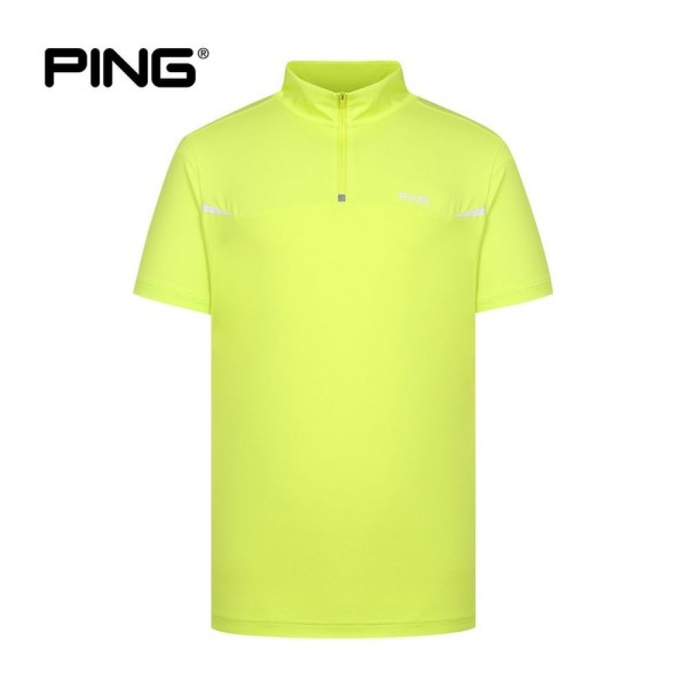 (Ping) メンズカットハーフジップアップショートスリーブ T シャツ