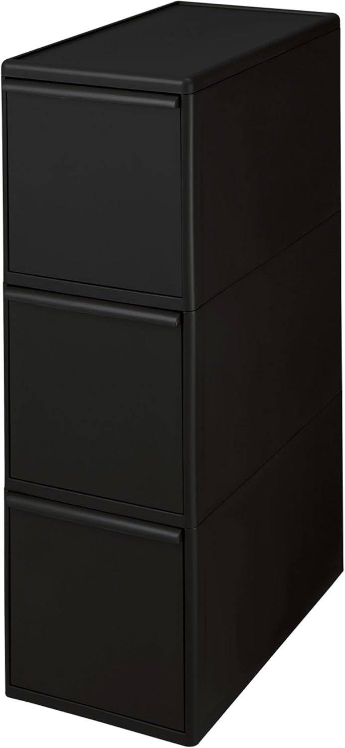 フタ付きゴミ箱 分別引出しステーションワイド3段 約幅255mm ブラック 約60L 日本製 BW-3 引出し分別ペール 大容量 多分別 ダストボックス