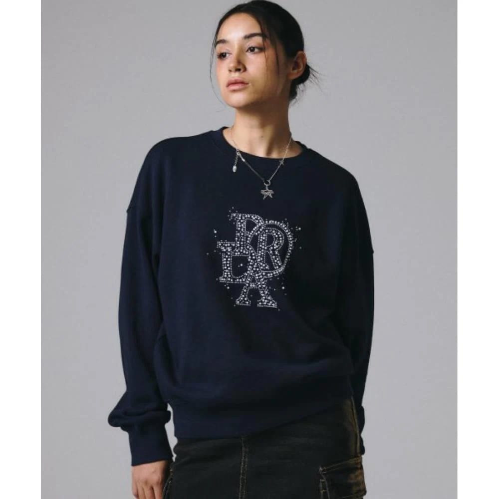 PRENDA BEADED APPLIQUE SWEATSHIRT NAVY PRTHAACR03WN9