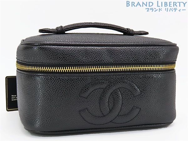 ほぼ新品シャネルヴィンテージココマークキャビアスキンバニティバッグアクセサリーポーチコスメポーチブラックA01997