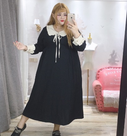 ワンピース レディース デート ワンピ ドレス 膝丈 ひざ丈 ロング丈 選べる着丈 長袖 フレア Aライン チュール リボン 大きいサイズ XL 2XL 3XL 4XLかわいい ガーリー ブラック
