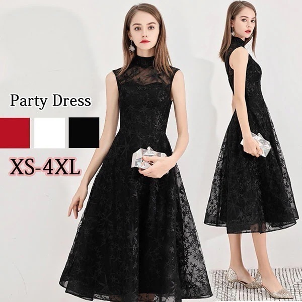 カクテルドレスフォーマルドレス大人ピアノ発表会ノースリーブ小さいサイズハイネックパーティードレス結婚式母親ドレスぽっちゃりファスナータイプワンピース大きいサイズミモレ 7,765円