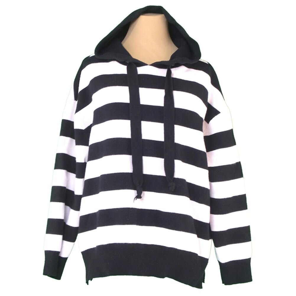 ニット パーカー トップス ボーダー USA Sサイズ ブラック ホワイト 白 中古