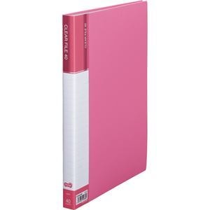 （まとめ） TANOSEE クリヤーファイル（台紙入） A4タテ 40ポケット 背幅23mm ピンク 1冊 5セット