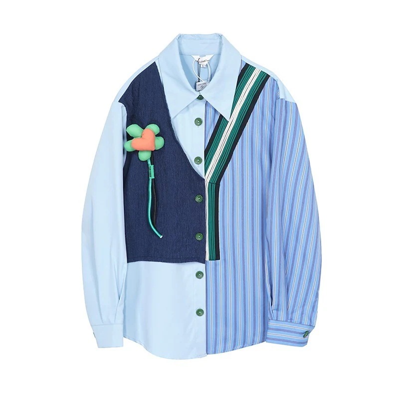 シアーシャツ 春服レディース長袖ブラウス韓国ファッションストライプシャツ可愛いトップスブランド上質