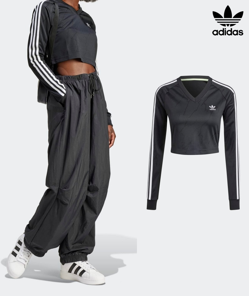 [ADIDAS] アディダス ロングスリーブ クロップ ジャージ / BLACK