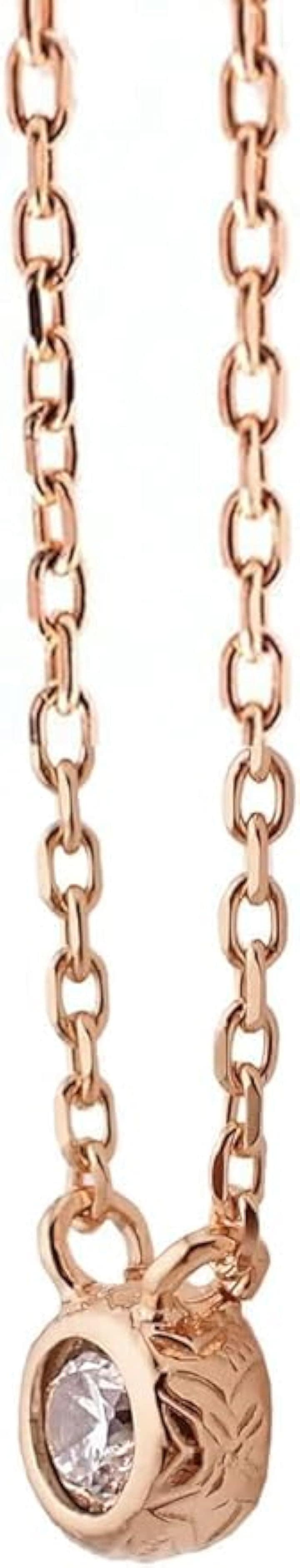 Piena ピエナ サージカルステンレス316L キュービックジルコニア 一粒 プルメリア ハワイアンジュエリー 金属アレルギー対応 ネックレス レディース(ピンクゴールド)