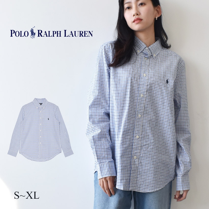 L／S STRETCH POPLIN PLAID SPORTSHIRT 323723041 レディース メンズ トップス シャツ チェック 総柄 長袖 襟付き 衿付き 刺繍
