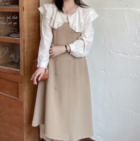 ワンピース デート フレアワンピース ミモレ ミモレ丈 袖あり 長袖 かわいい 大人可愛い きれいめ シンプル カジュアル 大人 上品 おしゃれ お洒落 主役級 存在感 春 秋 10代 20代 30代