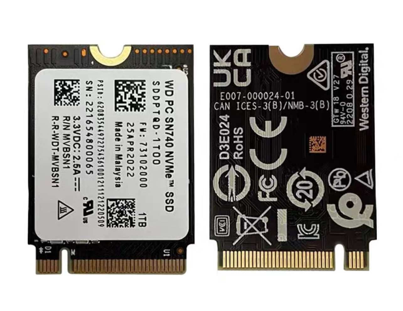 Western Digital SN740 NVMe 1TB SSD M.2 2230 Steamdeck surface