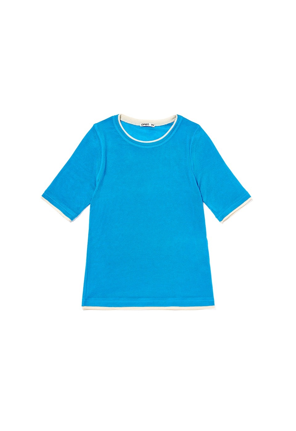 【OPEN Yy】 CONTRAST EDGE T-SHIRT : BLUE