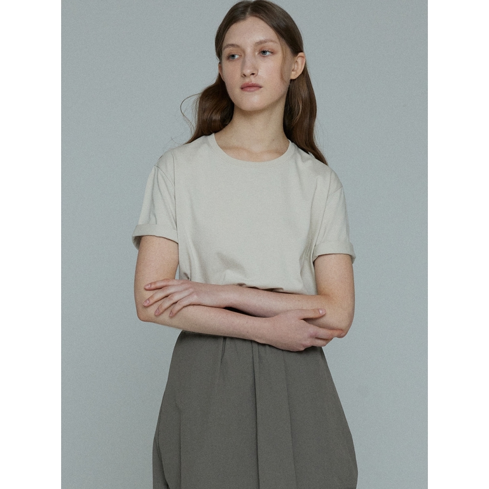 ARTICLEVEN LIMA シルクコットン T シャツ (ベージュ)