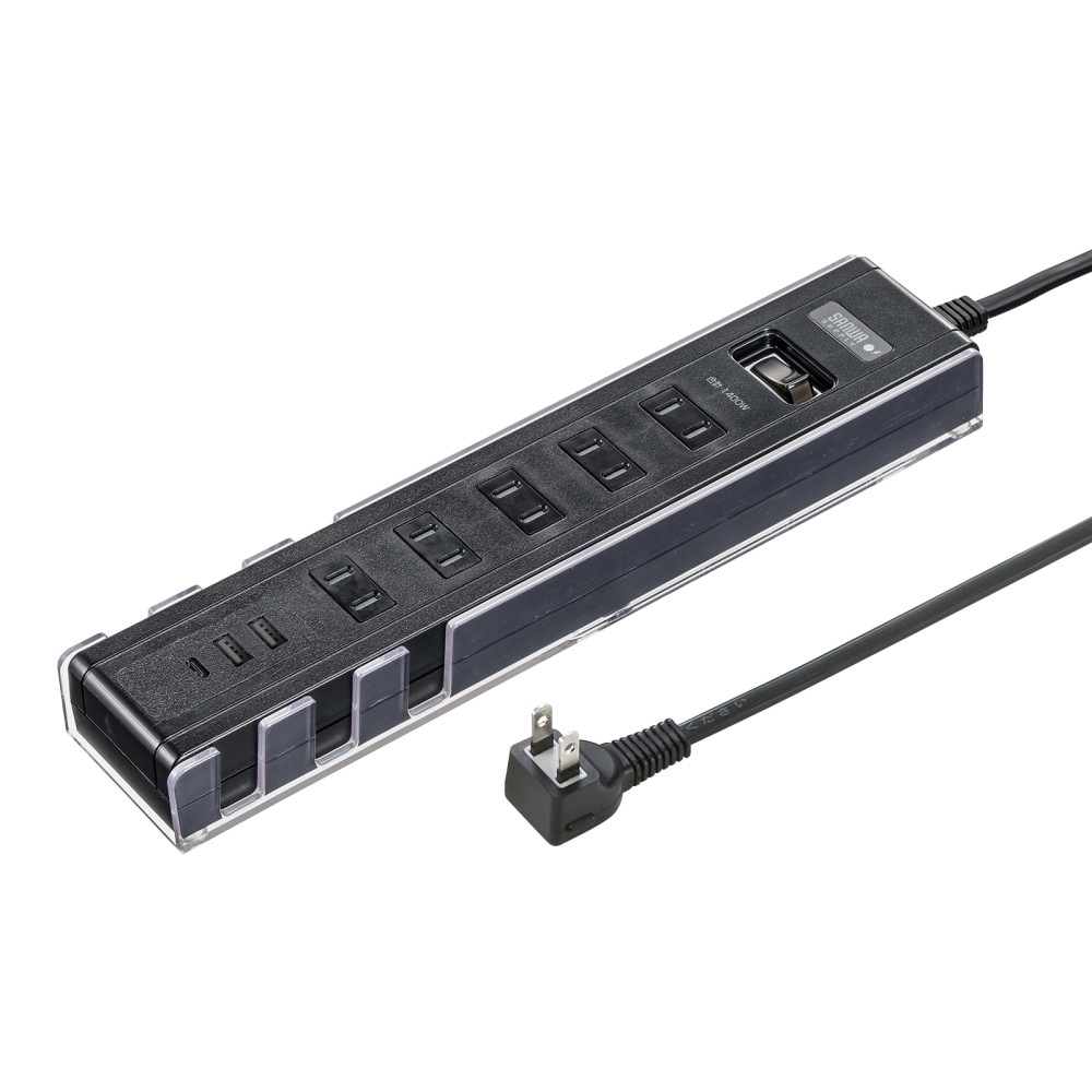 サンワサプライ USB充電機能付きタップ 2P 5個口 1.5m スタンド付き（ブラック） TAPB47UC15BK